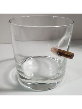 Whiskey rocks Glass bullet shooting in the side BenShot barware Mancave